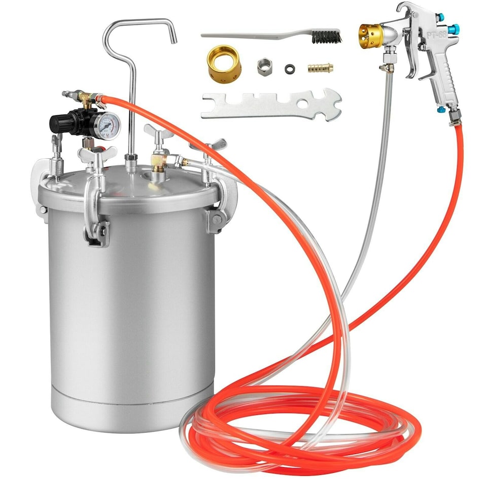 image 1 of COSTWAY 15L Paint Tank Pressure Paint Pot Adjusting Spray Gun