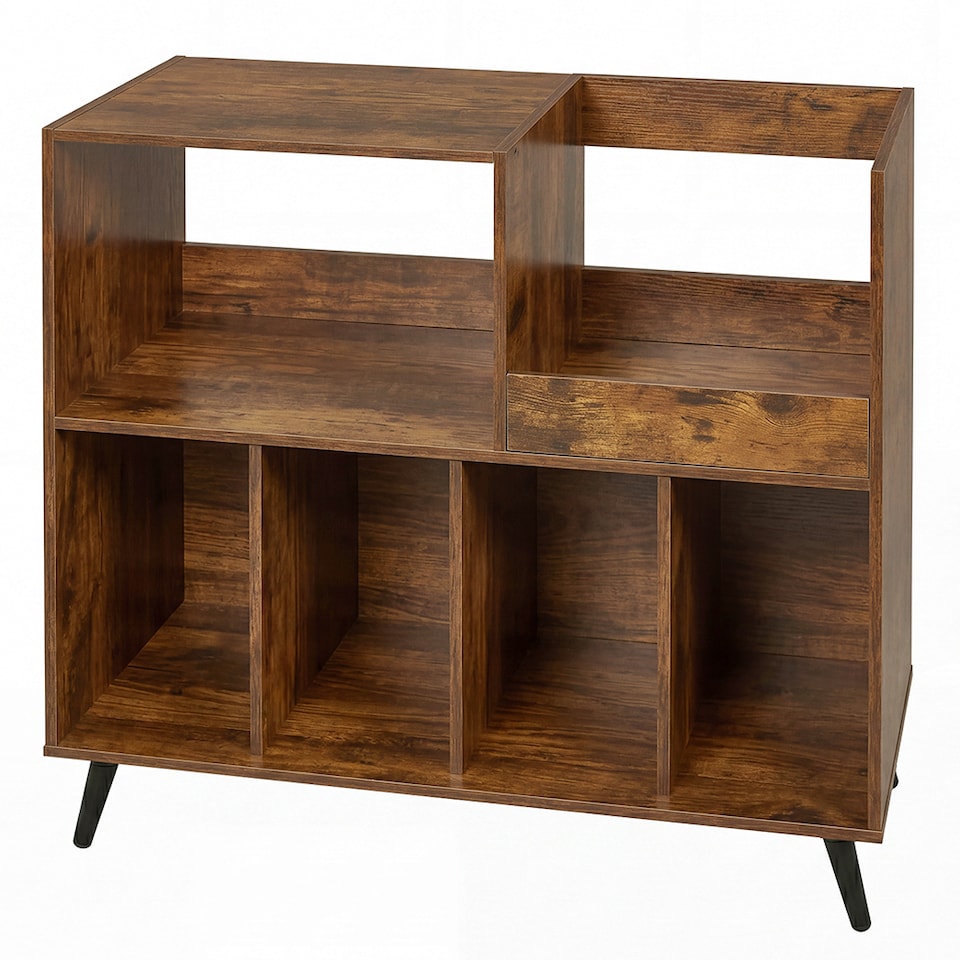 image 1 of Levede Record Player Stand 300+ Album Storage Turntable Cabinet Rubber Wood