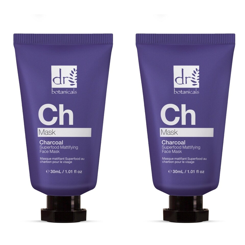 image 1 of Dr Botanicals Charcoal Superfood Mattifying Face Mask 30ml x 2 Duo Set