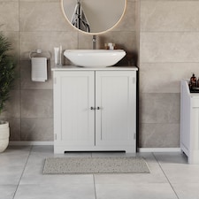 Bath Vida Priano 2 Door Under Sink Freestanding Bathroom Cabinet, White | White | 1