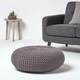 image 2 of Homescapes Dark Grey Large Round Cotton Knitted Pouffe Footstool | Grey | 70 x 23 cm