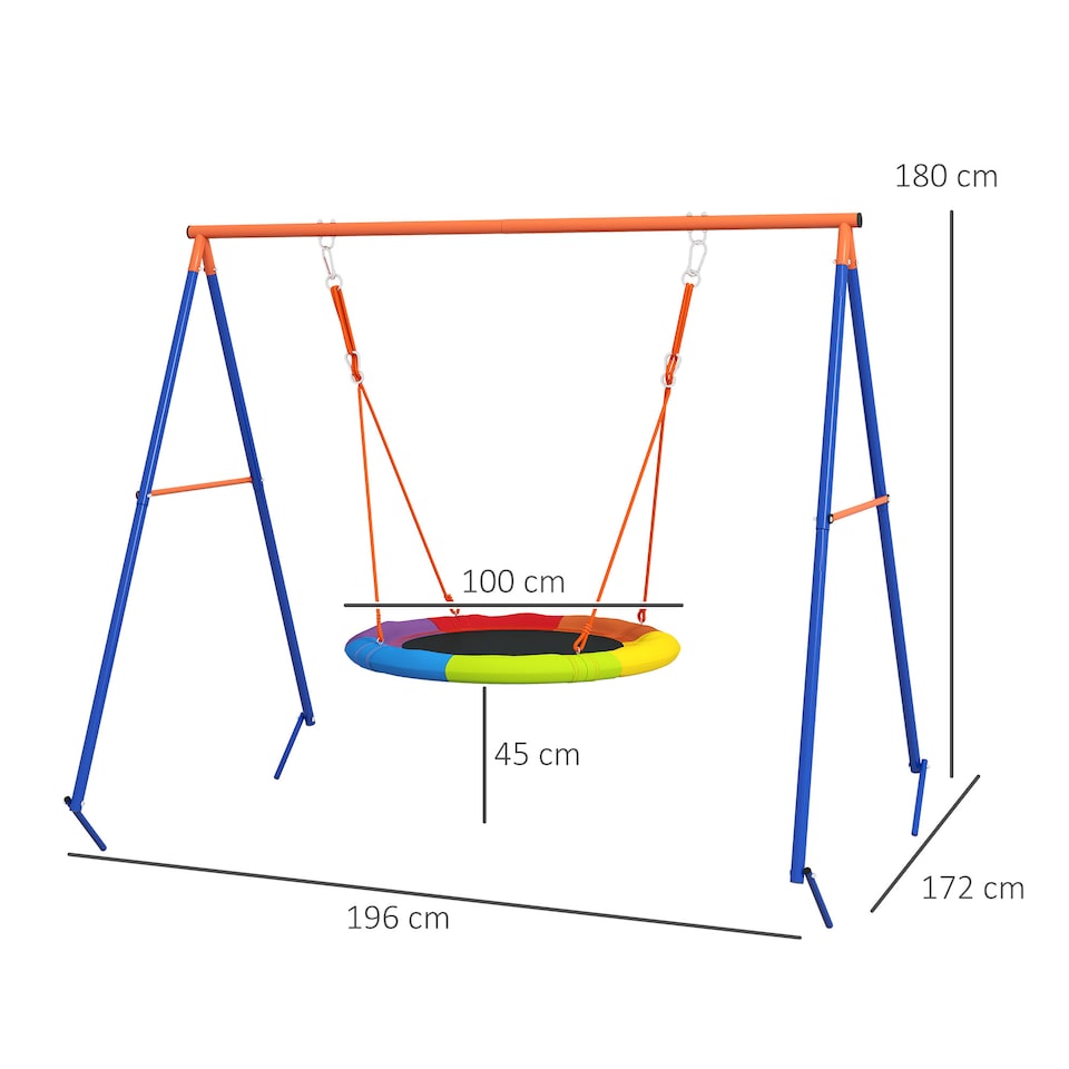 image 1 of Outsunny Kids Swing Nest Swing Seat with A-Frame Structure for Outdoor Use