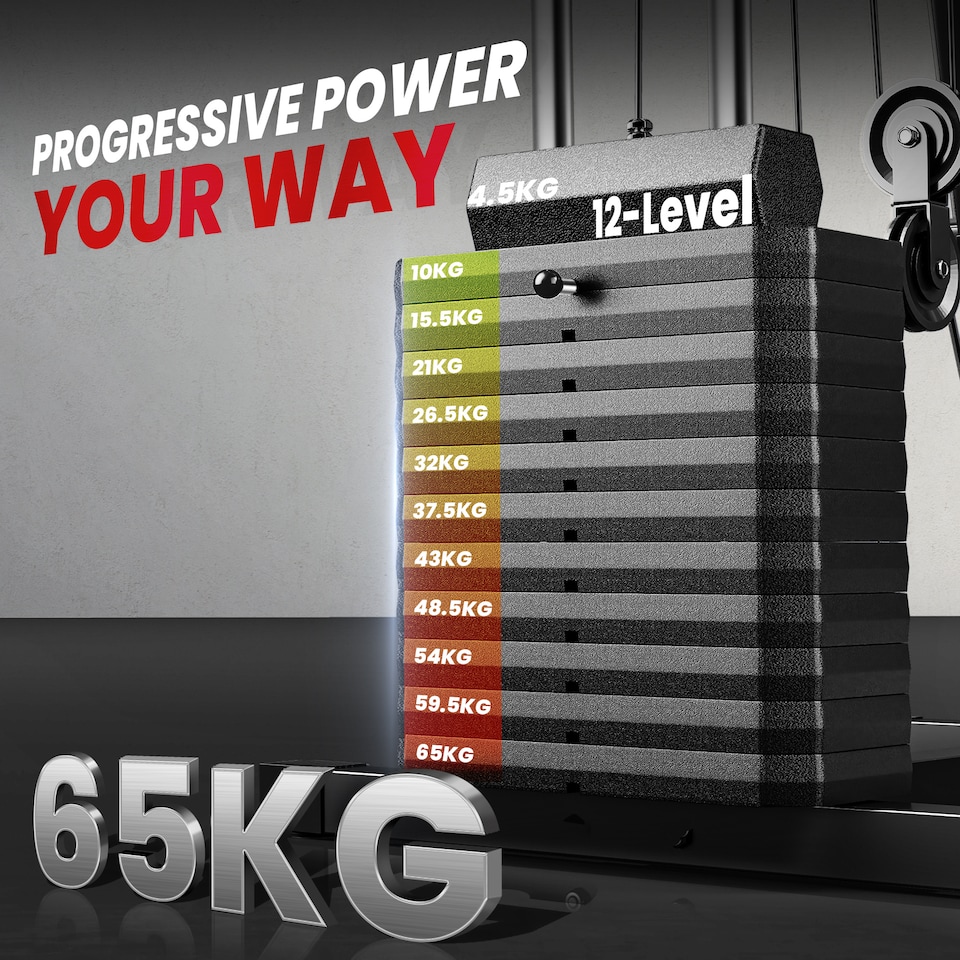 image 1 of HOMCOM Multi Home Gym Machine with 66kg Weights for Strength Training, Red