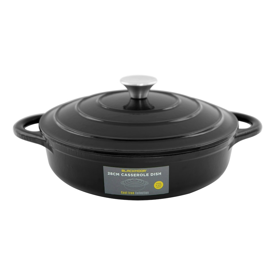 image 1 of Blackmoor 67579 28cm Cast Iron Shallow Casserole Dish With Lid