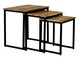 image 1 of Ravi Iron Base Solid Wood Stool (Set of 3) - Mango Wood/Iron - L40 x W54 x H54 cm - Light Finish