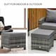 image 5 of Outsunny Rattan Footstool Wicker Ottoman w/ Padded Seat for Backyard Garden