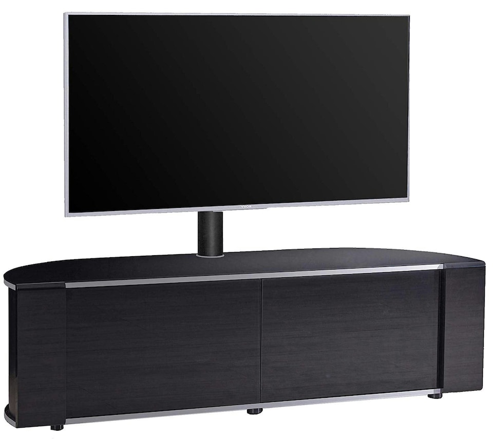 image 1 of MDA Designs Sirius 1600 Cabinet with BeamThru Remote-Friendly Gloss Black with Black Trims for Flat Screen TVs up to 65" with Mounting Arm | Black | 1