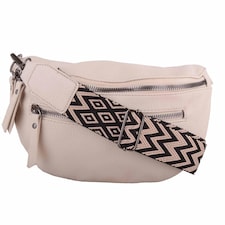 Lorenz Womens Grained PU Leather Bumbag Waist Clutch Bag with Detachable Strap | Cream | Beige