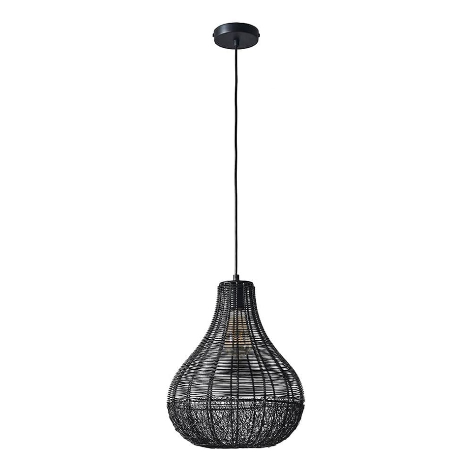 image 1 of ValueLights Torin Painted Black Pendant Light and Bulb
