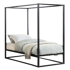 Ashwell Modern Four 4 Poster Black Metal Bed Frame (Single)