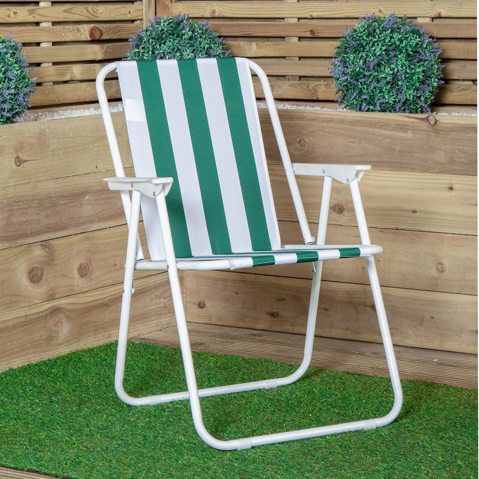image 1 of 3 Pack of Folding Camping / Picnic Chair in Green and White Garden Patio | Green | Green