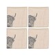 image 1 of The Just Slate Company Set of 4 Highland Cow Linen Napkins