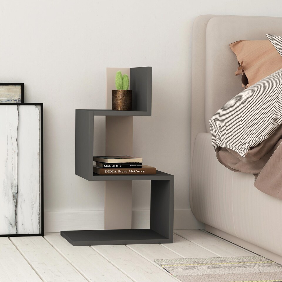 image 1 of Decortie Rosie 3-Tier Side Table 42x30x72cm Anthracite Grey