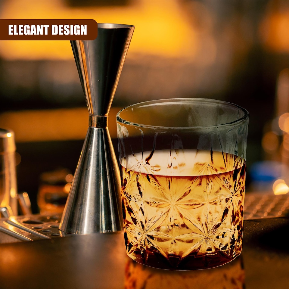 image 1 of GEEZY Set of 4 Whisky Glasses 230ML Transparent Tumbler Set for Spirits Cocktail Water