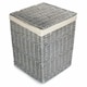 image 2 of Small Grey Wash Square Laundry Basket with White Lining | White | White
