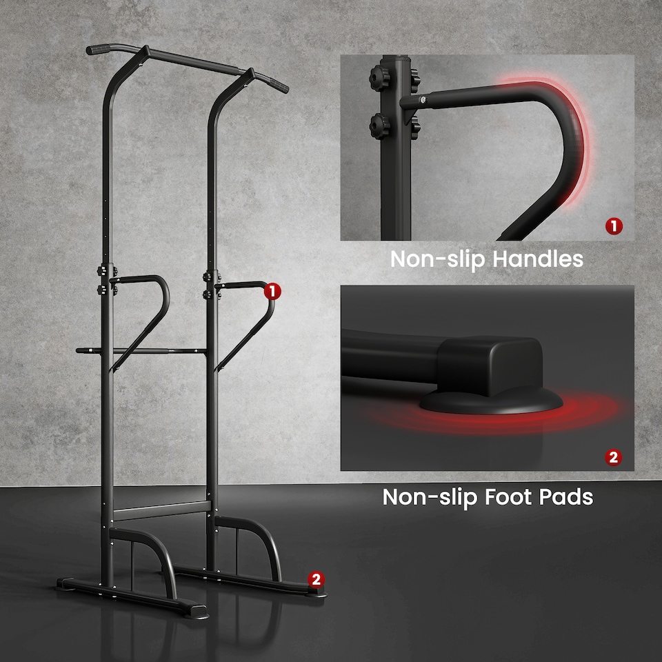 image 1 of HOMCOM Power Tower Multi-Function Pull Up Station with Adjustable Height for Gym