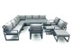 image 2 of Fimous 13 Seater Outdoor Aluminum Garden Furniture Set Corner Sofa 3 Chair 3 Footstools Adjustable Rising Lifting Dining Table Sets Dark Grey