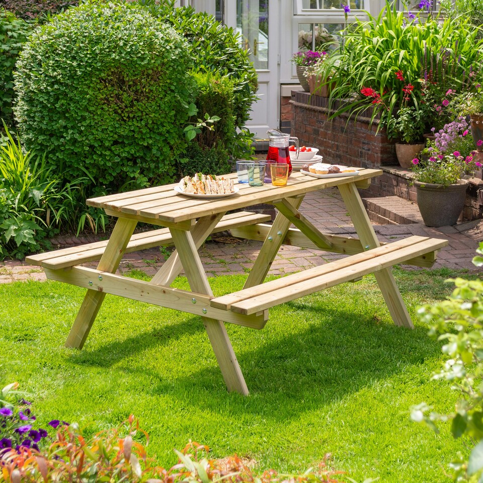image 1 of Rowlinson Traditional Timber Picnic Table 1.5m Brown