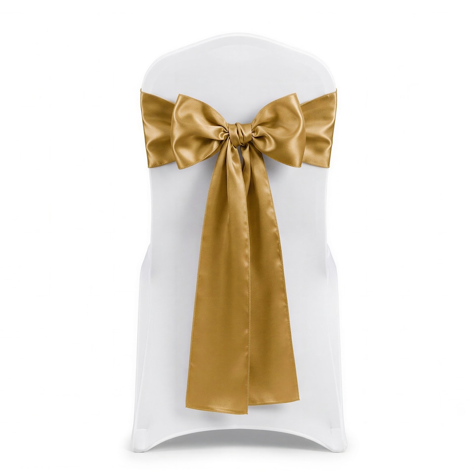 image 1 of 7"x108" Satin Chair Sash, Chair Sashes Hammed Edges Bow Tie - 1pc
