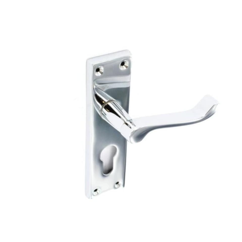 Securit Chrome Scroll Euro Lock Handles (1 Pair) - Silver - 48mm