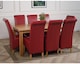 image 4 of Oslo 180 x 90 cm Large Oak Dining Table and 8 Montana Leather Chairs | Red | Red