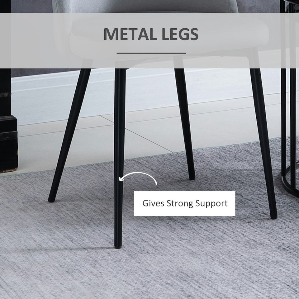 image 1 of HOMCOM Modern Set of 2 Upholstered Fabric Bucket Seat Dining Chairs, Grey