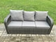 image 4 of Fimous Rattan Garden Furniture Set with Oblong Rectangular Dining Table 2 Small Footstools 11 Seater Outdoor Lounge Sofa Set Dark Grey Mixed
