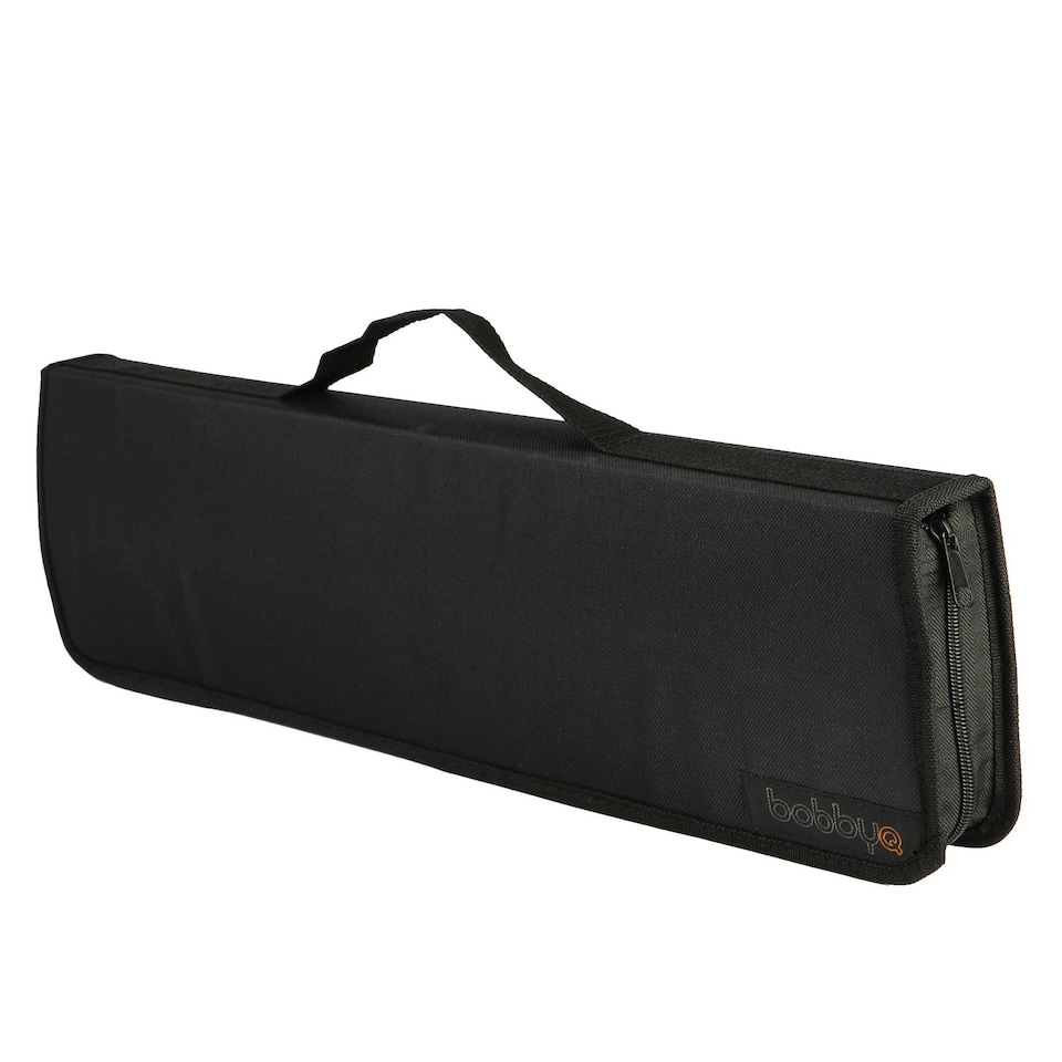 image 1 of BobbyQ 3pc Grey Rope Wooden BBQ Tools Set - Outdoor Kitchen Camping Barbecue Grill Cooking Utensils Accessories Gift Kit for Men with Bag