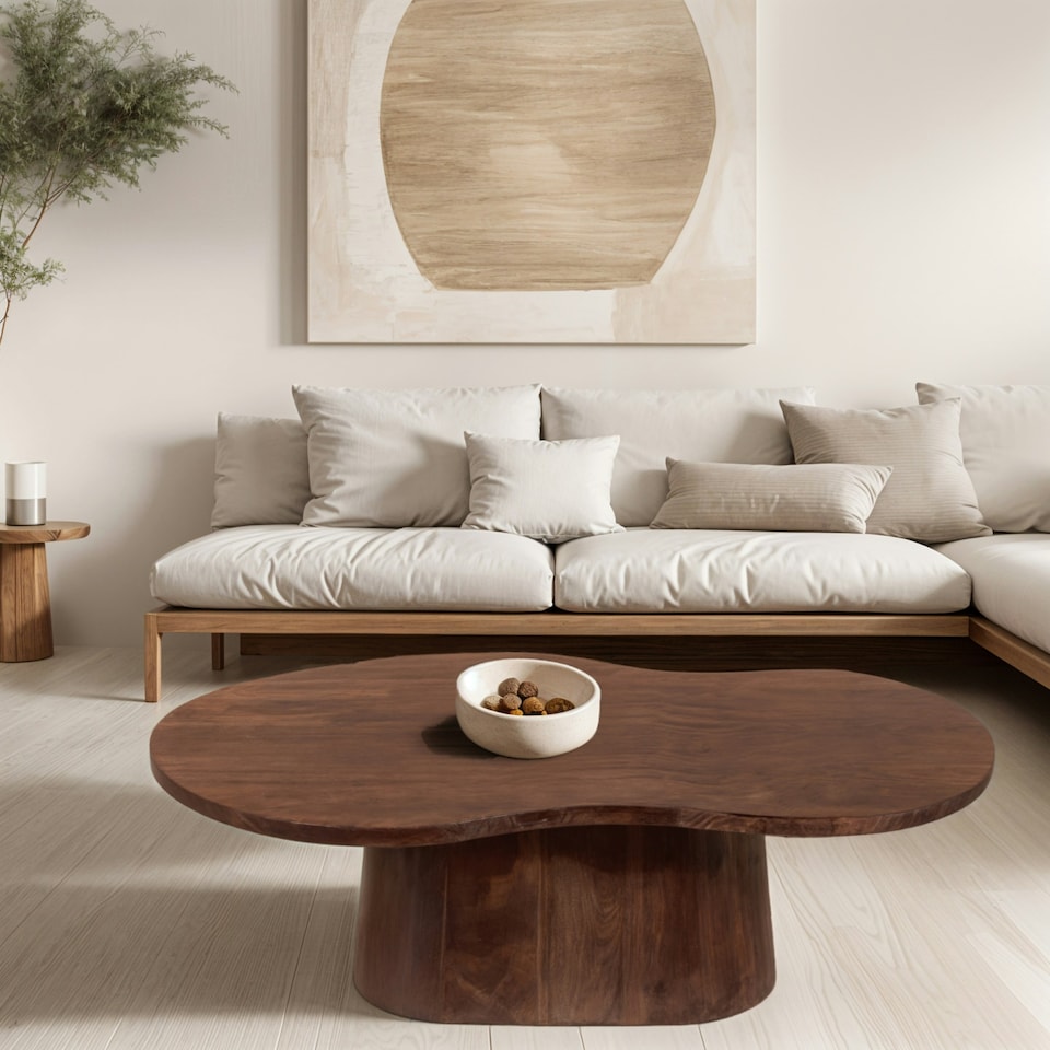 image 1 of Nolan Solid Wood Coffee Table Brown