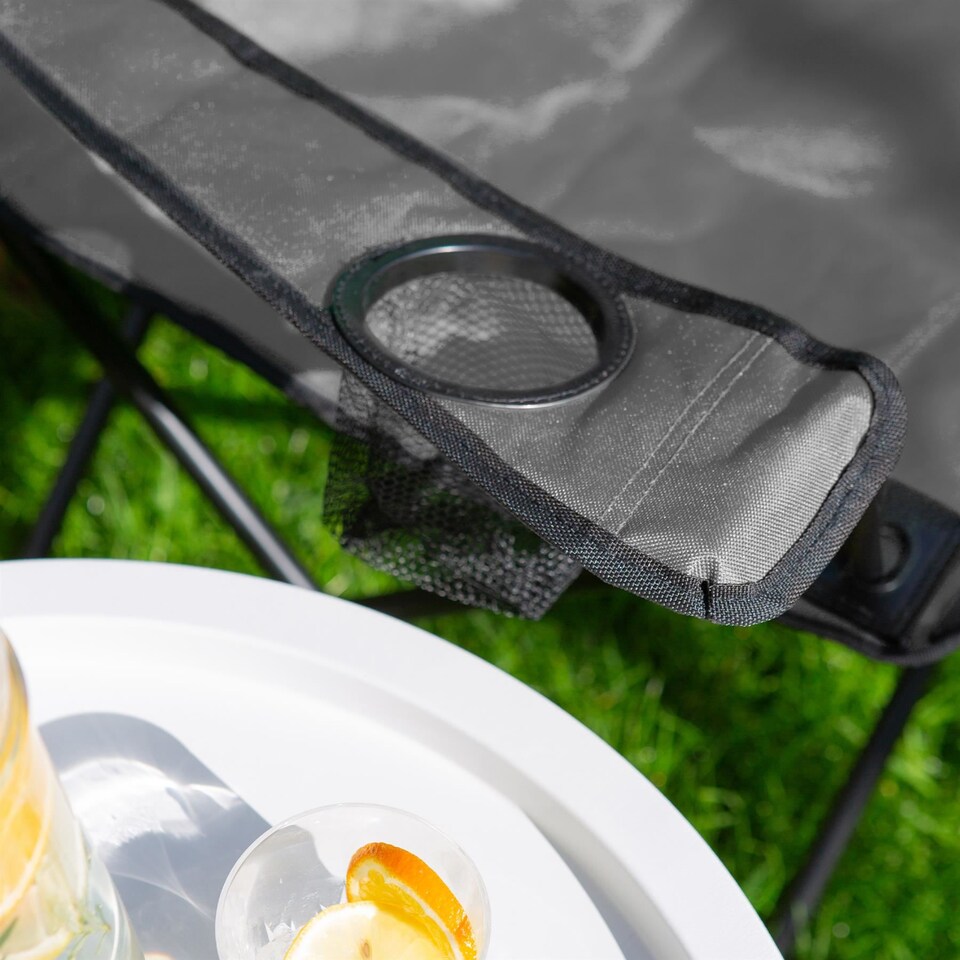 image 1 of Harbour Housewares Folding Canvas Camping Chair - Matt Black/Beige