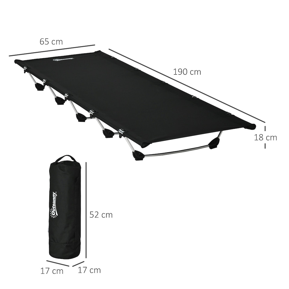 image 1 of Outsunny Lightweight Camping Cot Portable Compact Sleeping Bed w/ Carry Bag