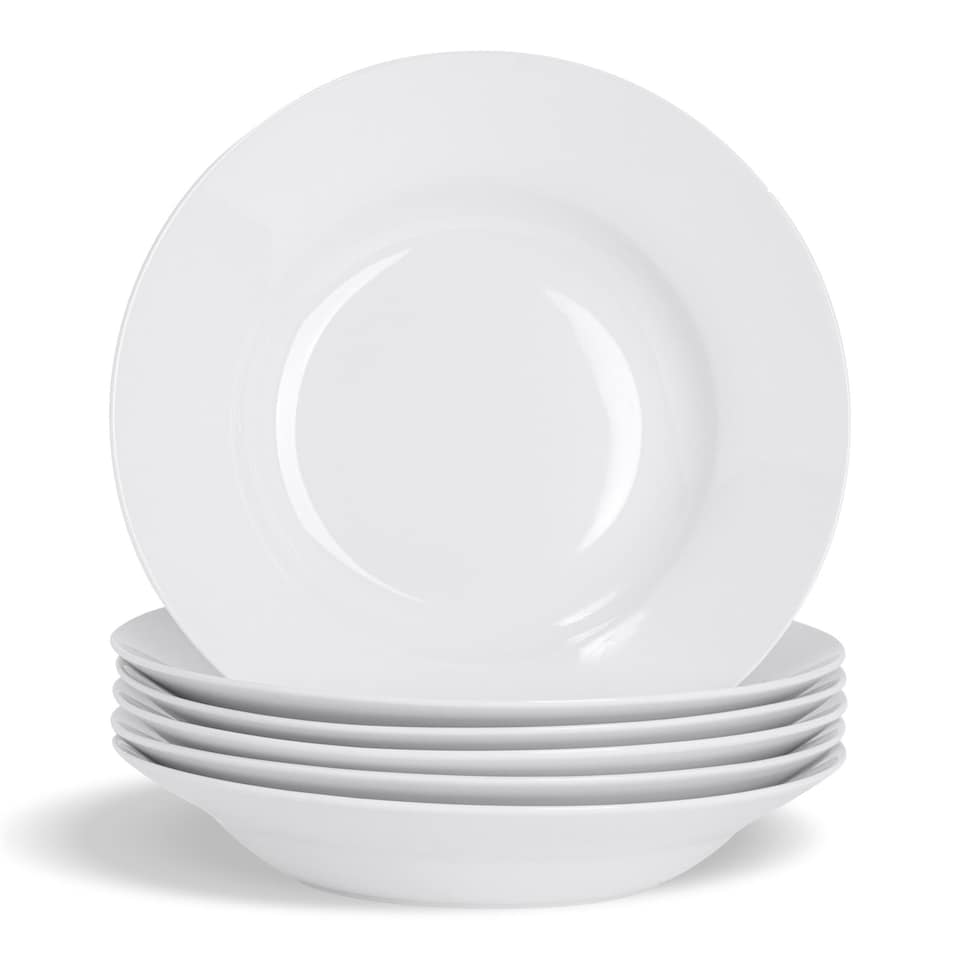 image 1 of Argon Tableware Classic White Soup Bowls - 23cm - Pack of 6 | White | White