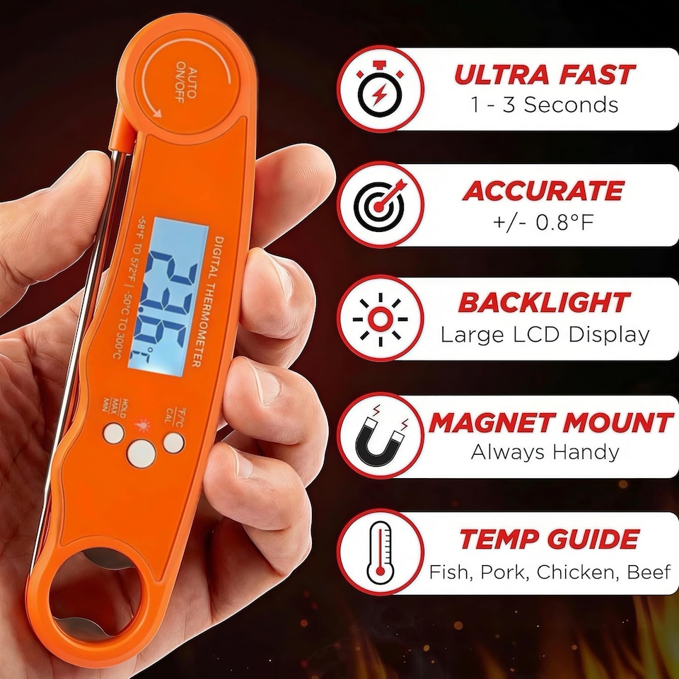 image 1 of Alivio Digital Meat Thermometer Fast Accurate Instant Read for Cooking and BBQ (Pack of 1Pc)