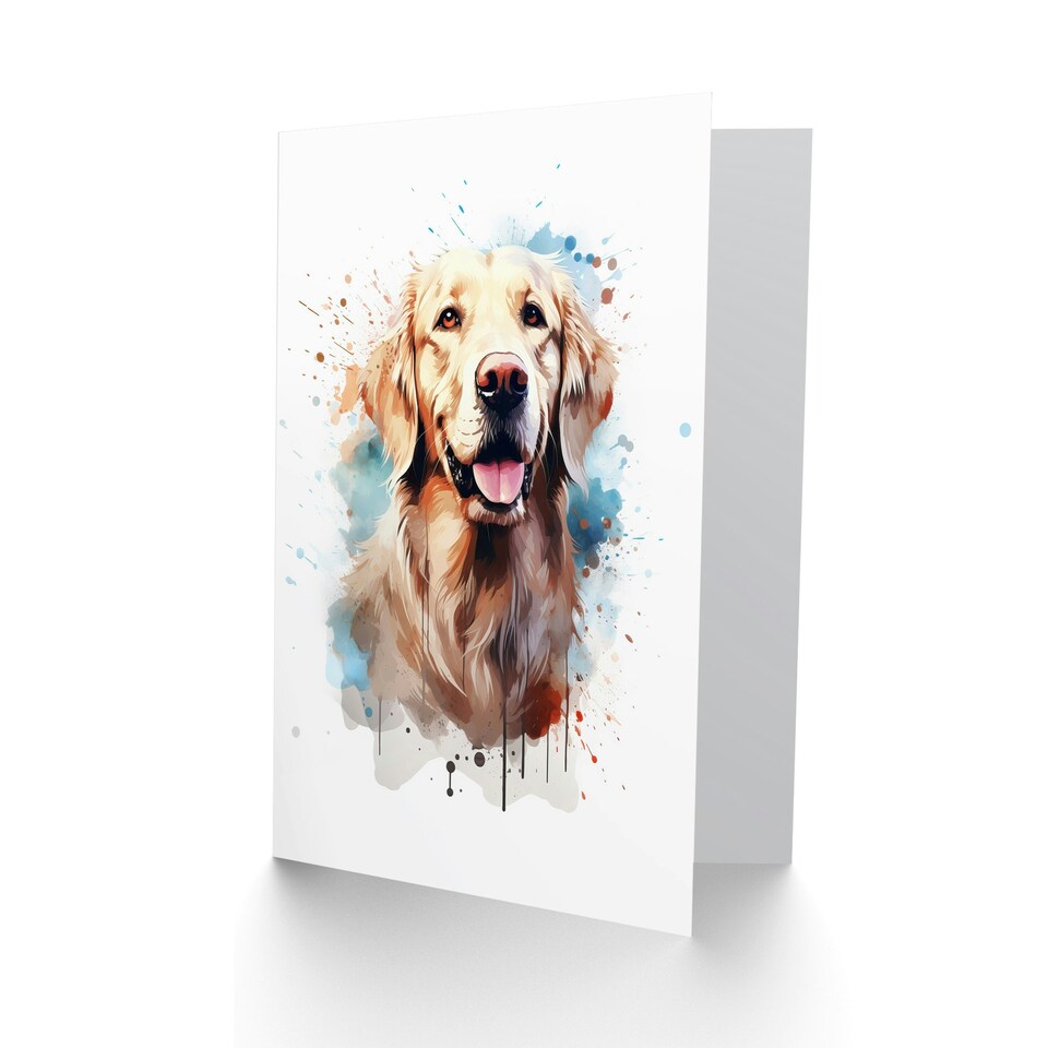 image 1 of Cream Golden Retriever Lovers Gift Blank Art Card