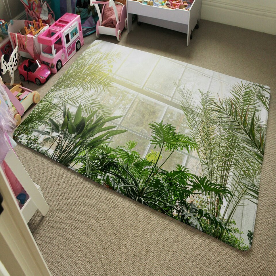 image 1 of Green plants in botanical gardens (Rug) Green | XL