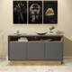 image 3 of Modern Grey and Oak Sideboard 140 cm – 3 Door Cabinet with Open Shelf Grey