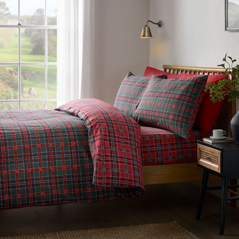 image 1 of Catherine Lansfield Tartan Check Reversible Duvet Cover Set