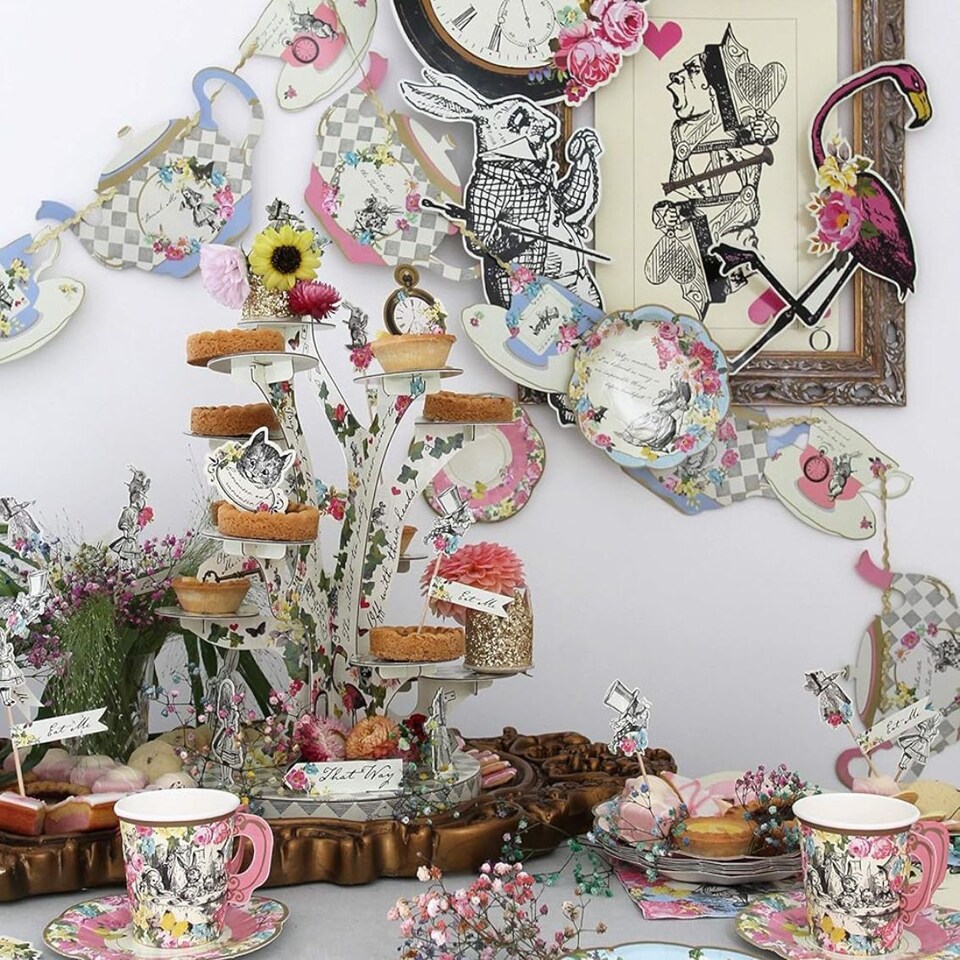 image 1 of Talking Tables Alice Wonderland Tea Party Tableware Set - 16 Pack