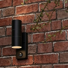 ValueLights Black PIR Outdoor Wall Up-Down Light with 5W Cool White Bulb Black
