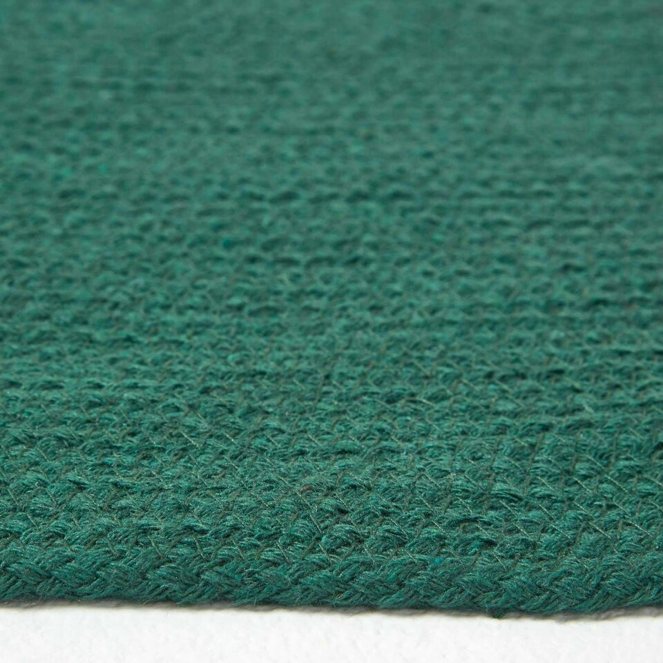 image 1 of Homescapes Forest Green Handmade Woven Braided Oval Rug - 50 x 80 cm | Green | Forest Green