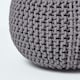 image 4 of Homescapes Sea Grey Round Cotton Knitted Pouffe Footstool - 35 x 40 cm | Grey | H 35cm x W 40cm