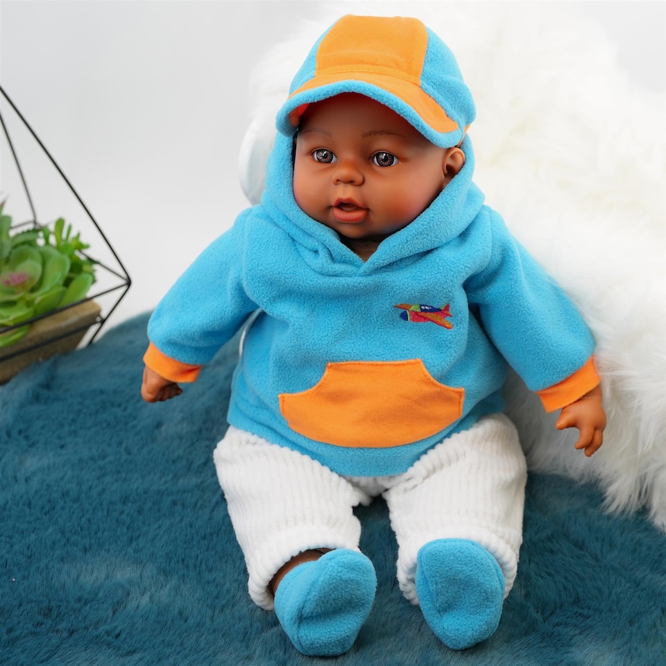 image 1 of BiBi Doll 18" Leo Ethnic Baby Doll Boy With Sounds & Toy Dummy