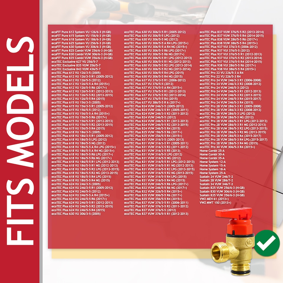 image 1 of SPARES2GO Pressure Relief Valve for Vaillant ecoFIT ecoTEC Plus Pro VU VUW Boiler 3 Bar 1/2" Safety PRV (178985)
