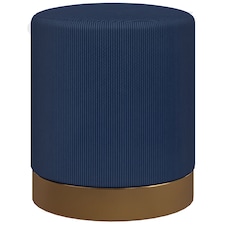 HOMCOM Modern Round Footstool, Corduroy Fabric Upholstered Foot Stool with Padded Seat for Living Room, Entryway, Dark Blue