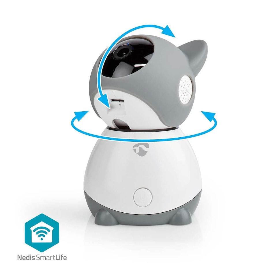 image 1 of NEDIS Smart Wifi Baby Monitor, Indoor Camera Full HD, Night Vision, PTZ, Motion & Sound Detection, 2-Way Audio, Humidity & Temperature Sensor, App Control -White/Grey