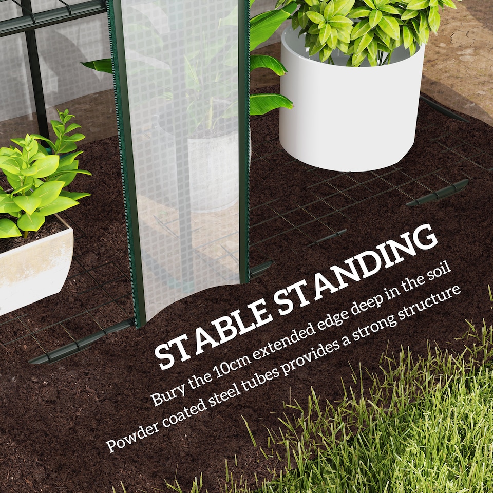 image 1 of Outsunny 3 Tier Lean-to Mini Greenhouse with Plastic Cover, White
