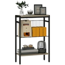 HOMCOM Side Table with Storage, Small Table for Living Room, Bedroom Grey