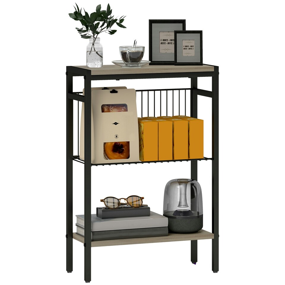 image 1 of HOMCOM Side Table with Storage, Small Table for Living Room, Bedroom Grey