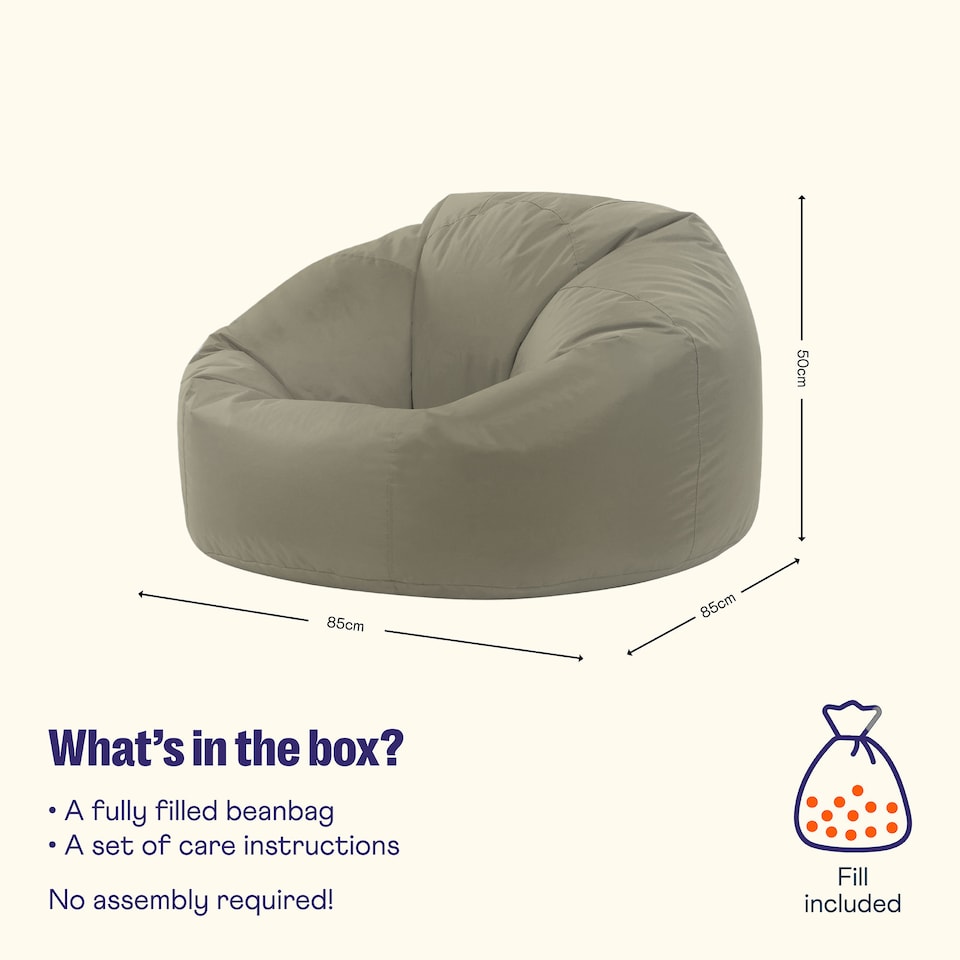 image 1 of Adult Classic Beanbag Outdoor Waterproof Bean bags Ready Filled - Stone, 2 Pack