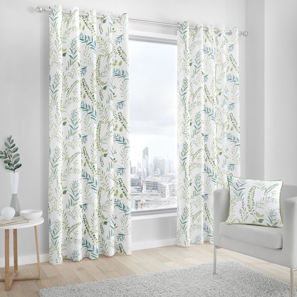 image 1 of Fusion Fernworthy Eyelet Curtains Green